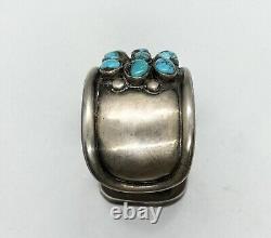Vintage Navajo Signed CR Bracelet Cuff Sterling Silver 925 Turquoise 89.1g