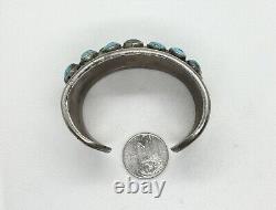 Vintage Navajo Signed CR Bracelet Cuff Sterling Silver 925 Turquoise 89.1g