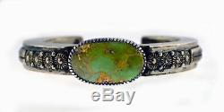 Vintage Navajo Signed Eddie Chaco 925 Sterling Silver Turquoise Cuff Bracelet 6