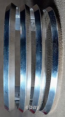 Vintage Navajo Signed H B Sterling Silver 4 Knife Edge Band Wide Cuff Bracelet