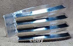 Vintage Navajo Signed H B Sterling Silver 4 Knife Edge Band Wide Cuff Bracelet