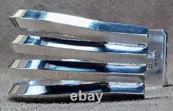 Vintage Navajo Signed H B Sterling Silver 4 Knife Edge Band Wide Cuff Bracelet