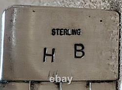 Vintage Navajo Signed H B Sterling Silver 4 Knife Edge Band Wide Cuff Bracelet