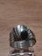 Vintage Navajo Signed JH Sterling Silver Black Onyx Fan Statement Ring Sz 10