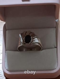 Vintage Navajo Signed JH Sterling Silver Black Onyx Fan Statement Ring Sz 10