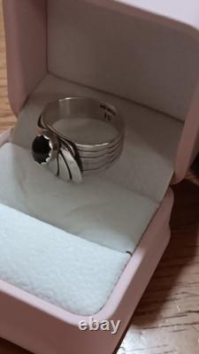 Vintage Navajo Signed JH Sterling Silver Black Onyx Fan Statement Ring Sz 10