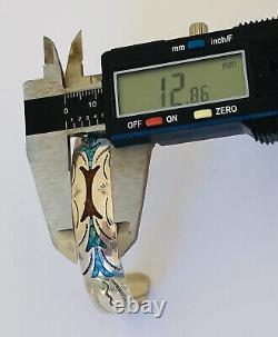 Vintage Navajo Signed Jl Sterling Silver Turquoise Coral Inlay Cuff Bracelet