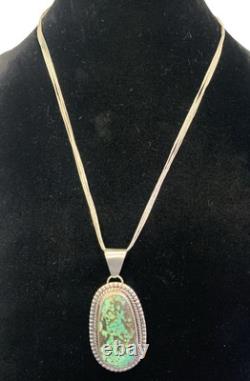 Vintage Navajo Signed R. C. Little Pendant & Rising Sun 5 strand sterling chain