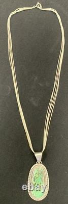 Vintage Navajo Signed R. C. Little Pendant & Rising Sun 5 strand sterling chain