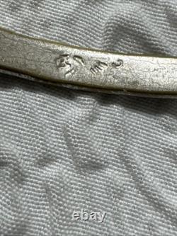 Vintage Navajo Signed Sterling Silver Etched Geometric Patterns Bangle Bracelet