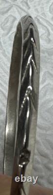 Vintage Navajo Signed Sterling Silver Etched Geometric Patterns Bangle Bracelet