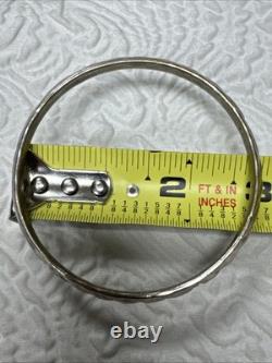 Vintage Navajo Signed Sterling Silver Etched Geometric Patterns Bangle Bracelet