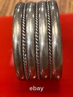 Vintage Navajo Signed Tahe Heavy Sterling Silver Cuff Bracelet 51 Grams