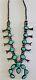Vintage Navajo Silver Squash Blossom Necklace with Arizona Turquoise