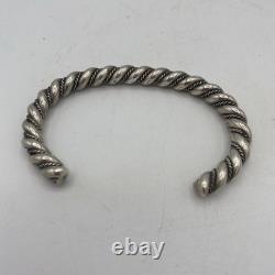 Vintage Navajo Silver Twisted Rope Cuff Bracelet 60Gms