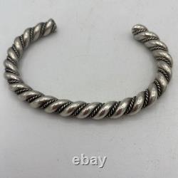 Vintage Navajo Silver Twisted Rope Cuff Bracelet 60Gms
