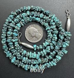 Vintage Navajo Spiderweb Turquoise Nugget Heishi Bead Necklace 27 31g #272A