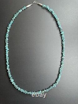 Vintage Navajo Spiderweb Turquoise Nugget Heishi Bead Necklace 27 31g #272A