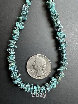 Vintage Navajo Spiderweb Turquoise Nugget Heishi Bead Necklace 27 31g #272A