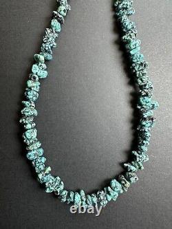 Vintage Navajo Spiderweb Turquoise Nugget Heishi Bead Necklace 27 31g #272A
