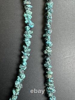 Vintage Navajo Spiderweb Turquoise Nugget Heishi Bead Necklace 27 31g #272A