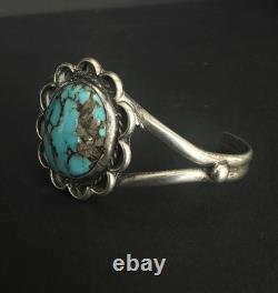Vintage Navajo Spiderweb Turquoise Sterling Silver Cuff Bracelet 6-1/4 21g #220
