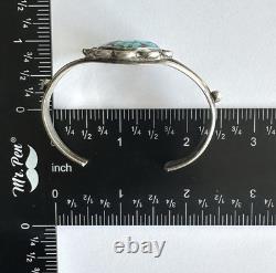 Vintage Navajo Spiderweb Turquoise Sterling Silver Cuff Bracelet 6-1/4 21g #220