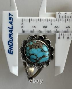 Vintage Navajo Spiderweb Turquoise Sterling Silver Cuff Bracelet 6-1/4 21g #220