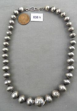 Vintage Navajo Stamped Tapered Silver Bead Choker Necklace