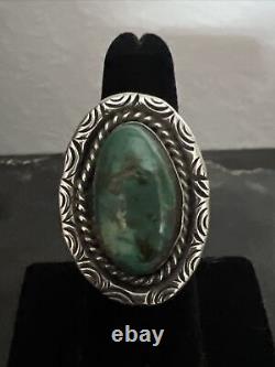 Vintage Navajo Sterling Lone Mountain Museum Quality Turquoise Stone Ring S-6.5