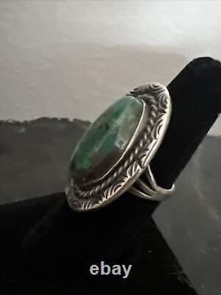 Vintage Navajo Sterling Lone Mountain Museum Quality Turquoise Stone Ring S-6.5