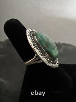 Vintage Navajo Sterling Lone Mountain Museum Quality Turquoise Stone Ring S-6.5