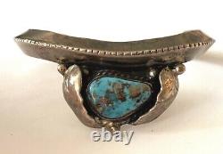 Vintage Navajo Sterling Morenci Turquoise Ladies Bracelet Heavy Cuff Patina