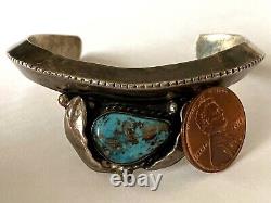 Vintage Navajo Sterling Morenci Turquoise Ladies Bracelet Heavy Cuff Patina