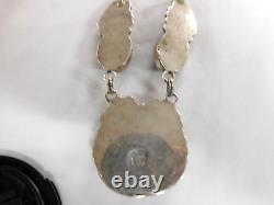 Vintage Navajo Sterling Necklace With Malicate Stone Signed And Stamped
