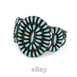 Vintage Navajo Sterling Petit Point Turquoise Cluster Bracelet by IB AJB