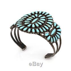 Vintage Navajo Sterling Petit Point Turquoise Cluster Bracelet by IB AJB