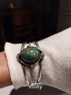 Vintage Navajo Sterling Signed Cuff With I Think It's Dragon's Blood Jasper Stone