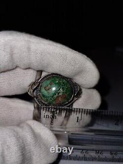 Vintage Navajo Sterling Signed Cuff With I Think It's Dragon's Blood Jasper Stone