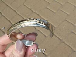 Vintage Navajo Sterling Silver & 12KGF Feather Cuff Bracelet, by Lee Bennett