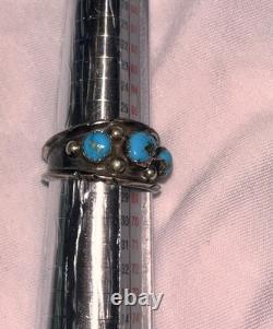 Vintage Navajo Sterling Silver 3-Stone Turquoise Ring Size 12.5. My Grandfather