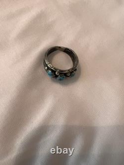 Vintage Navajo Sterling Silver 3-Stone Turquoise Ring Size 12.5. My Grandfather