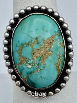 Vintage Navajo Sterling Silver. 925 & Turquoise Ring Size 8 1 Inch