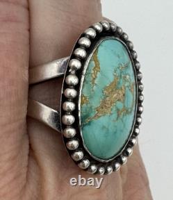 Vintage Navajo Sterling Silver. 925 & Turquoise Ring Size 8 1 Inch