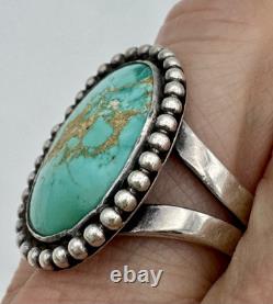Vintage Navajo Sterling Silver. 925 & Turquoise Ring Size 8 1 Inch