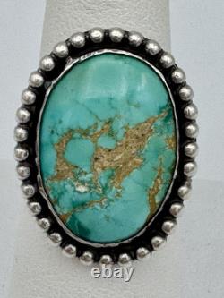 Vintage Navajo Sterling Silver. 925 & Turquoise Ring Size 8 1 Inch