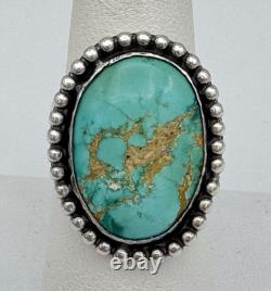 Vintage Navajo Sterling Silver. 925 & Turquoise Ring Size 8 1 Inch