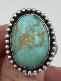Vintage Navajo Sterling Silver. 925 & Turquoise Ring Size 8 1 Inch