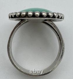 Vintage Navajo Sterling Silver. 925 & Turquoise Ring Size 8 1 Inch