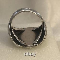 Vintage Navajo Sterling Silver And Turquoise Cluster Ring Size 10